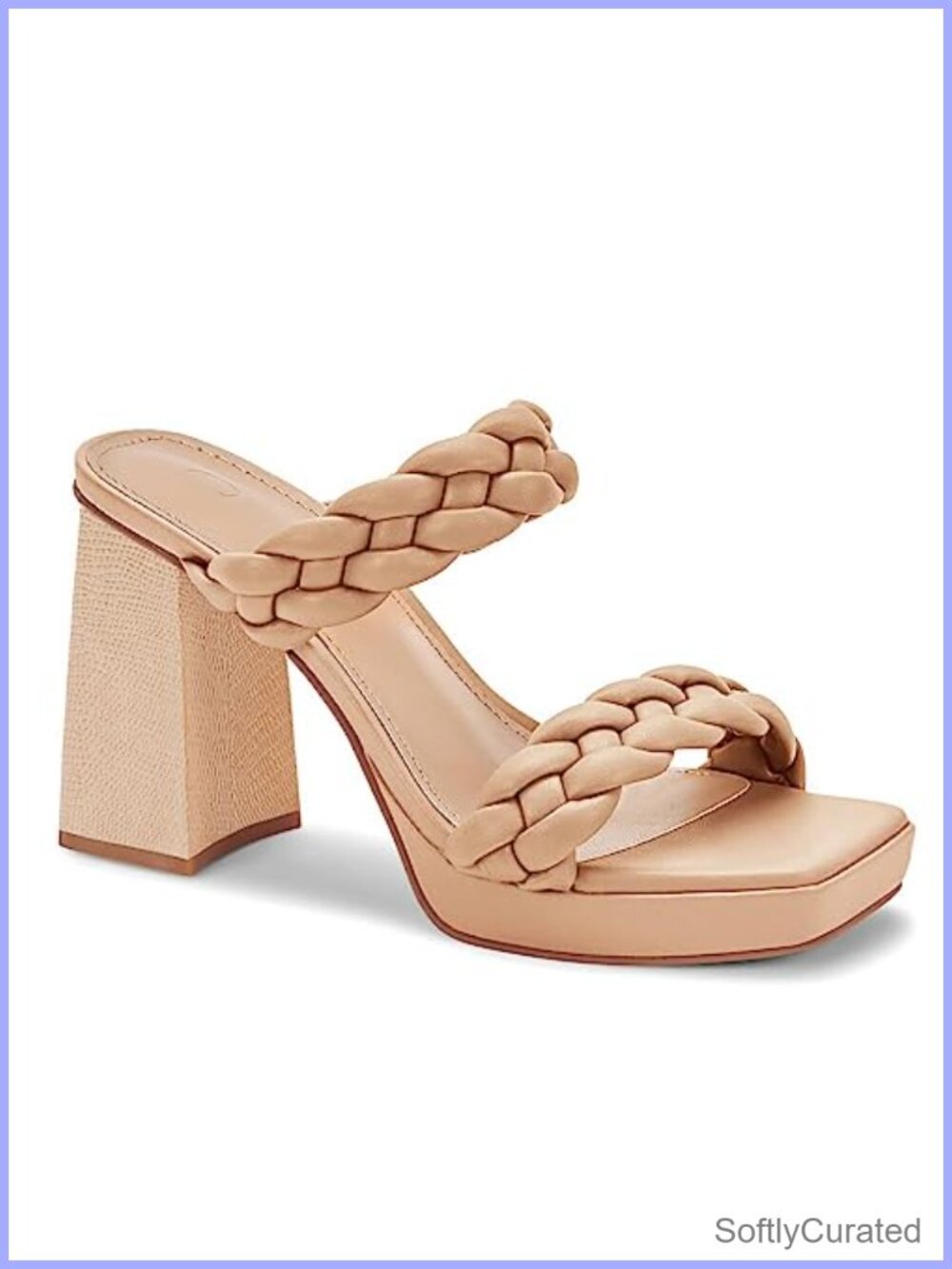 Coutgo Womens Platform Block Heel Braided Sandals Slip On Mules Party Shoes